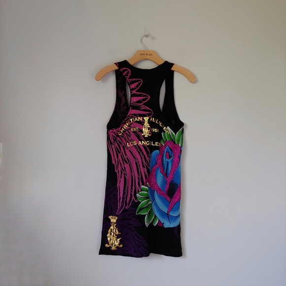 Christian Audigier Los Angeles Knit Tank Top Long Size Large - Picture 2 of 16